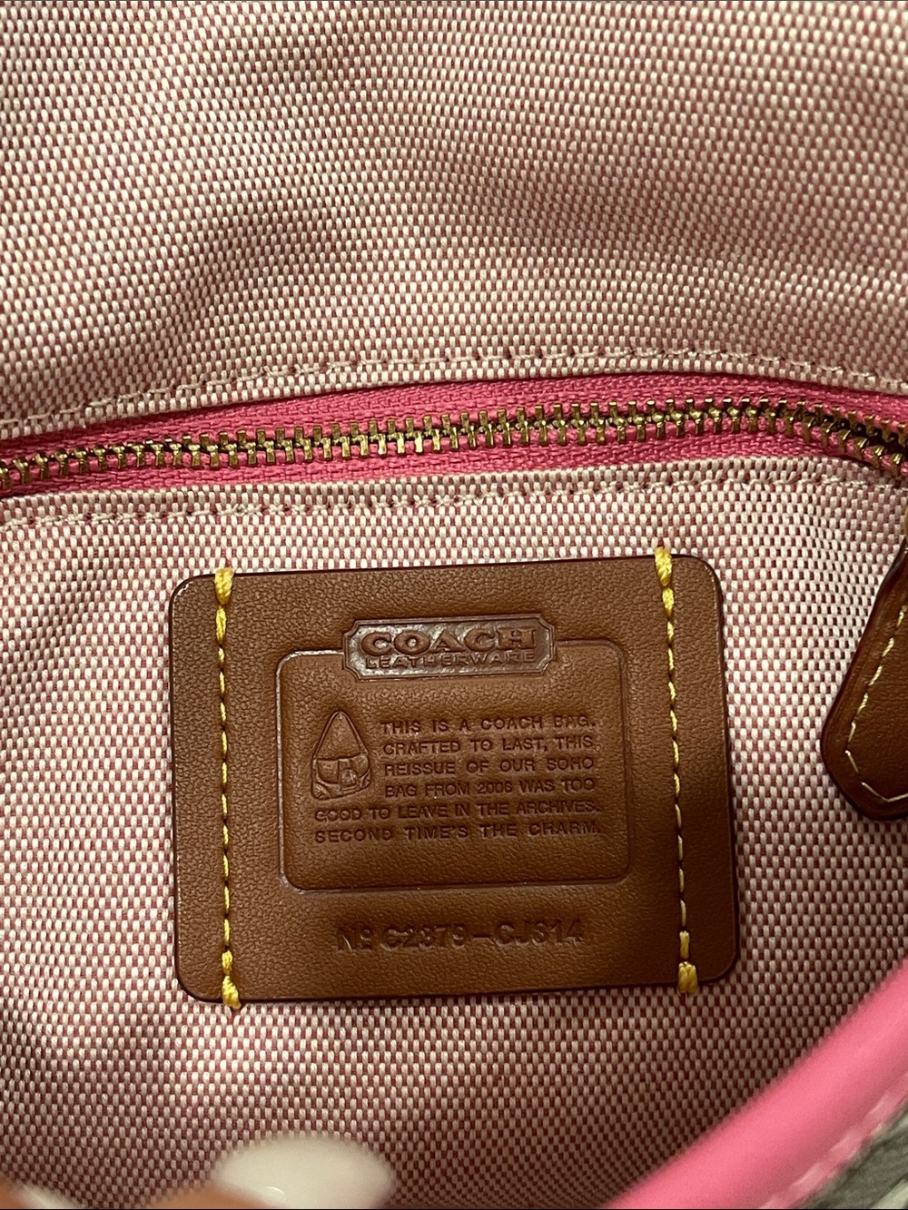 Coach Signature Canvas Shoulder Bag with Pink Leather Trim - Picture 6 of 6